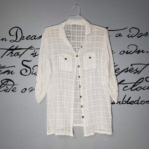 Raviya Plus Size White Button Up Cover Up, 3X